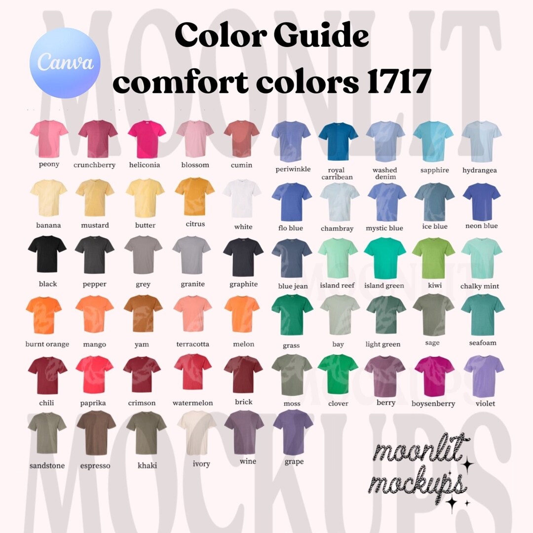 Editable Comfort Colors 1717 Flatlay Mockups Color Chart - Etsy