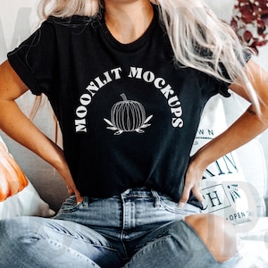 Maquette de t-shirt Bella Canvas 3001 - Chemise Bella Canvas - Maquette 3001 - Maquette noire - Maquette automne - Maquette de modèle