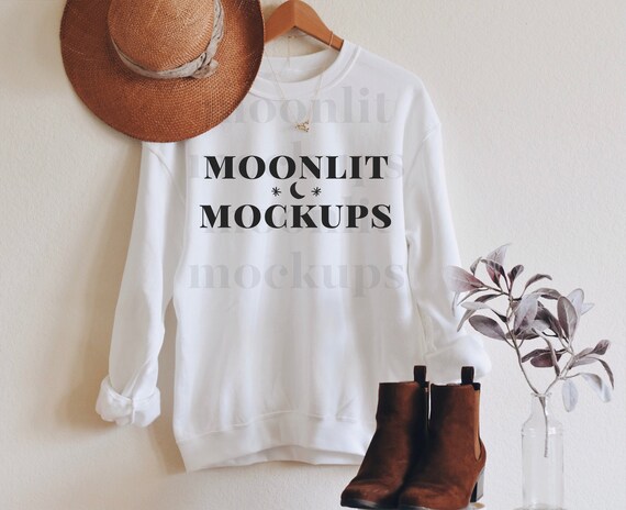 Gildan 18000 Sweatshirt Mockup - White Colored - Bundle Digital Photos - Heavy Blend Sweatshirt - Flat Lay