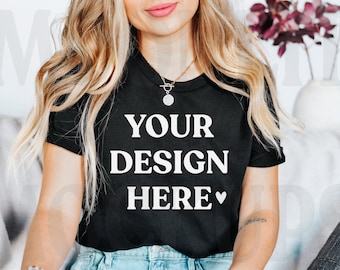 Bella Canvas 3001 Black T-Shirt Mockup: Unisex Tee (Digital Download)
