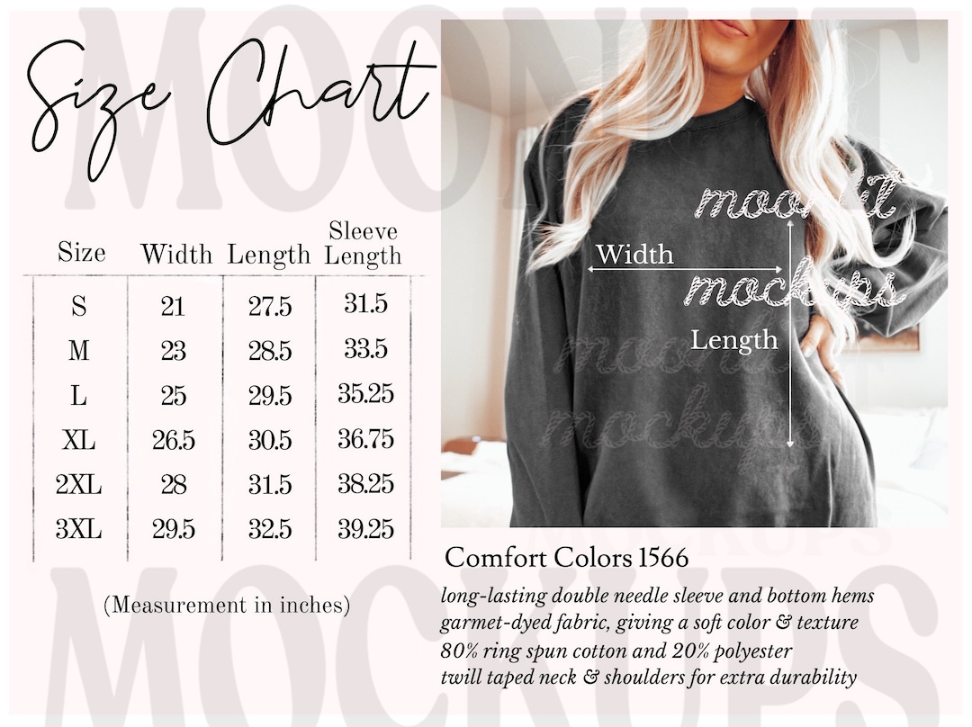 Comfort Colors 1566 Size Chart Comfort Colors Size Chart 1566 Size ...