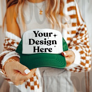 OTTO Trucker Cap Mockup- Trucker Hat Mockup- OTTO Cap 39-169 Mockup - Printify Mockup - Green Otto Cap Mockup - Mesh Cap Mockup