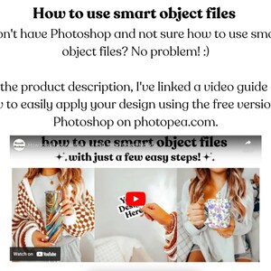 Puede incluir: Una miniatura de v&iacute;deo que muestra a dos personas sosteniendo tazas y vasos. El texto en la miniatura dice "How to use smart object files + with just a few easy steps! +" y "Watch on YouTube".