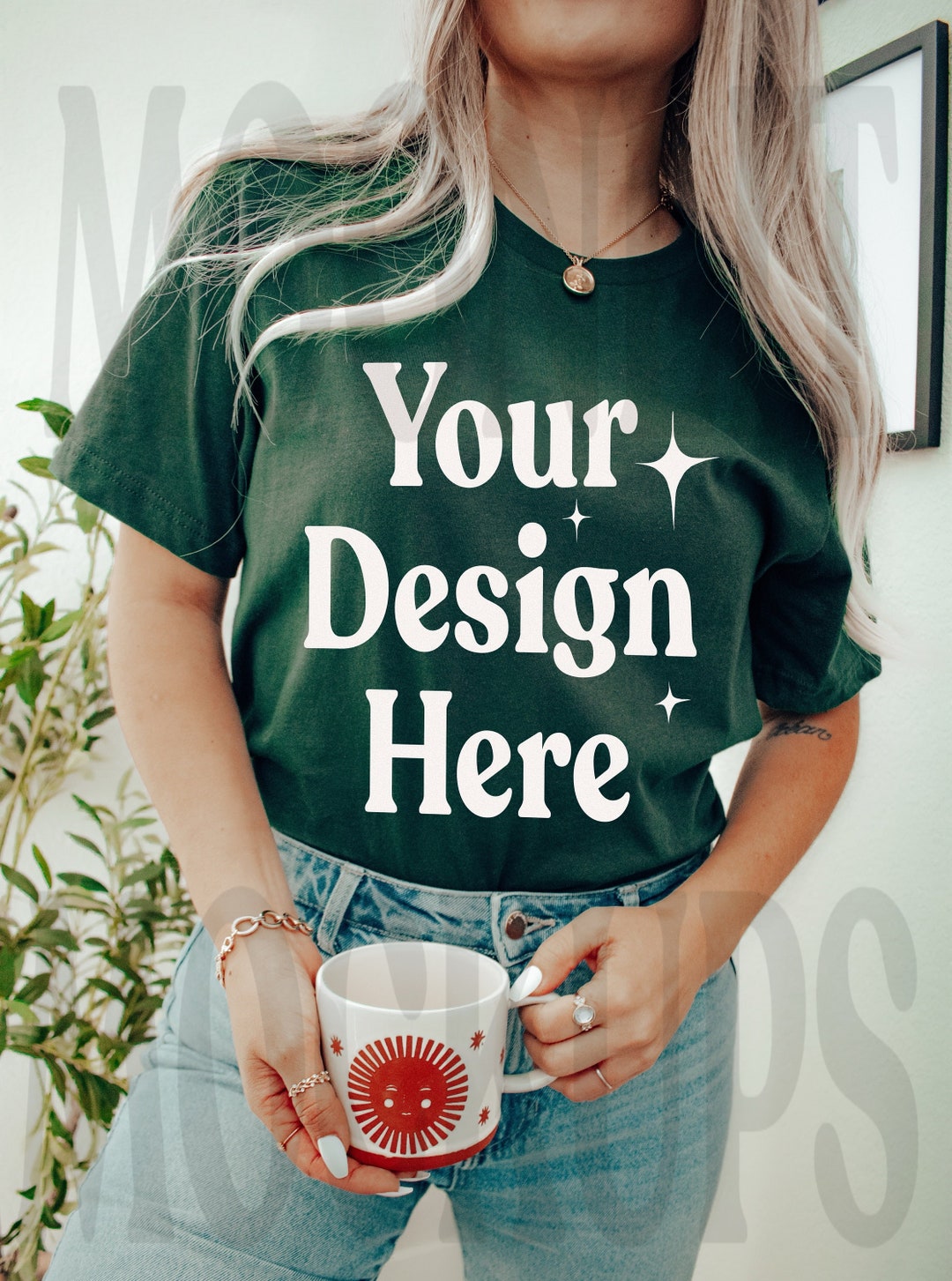 Bella & Canvas 3001 Tshirt Mockup Bella Canvas Shirt Forest Green Shirt ...