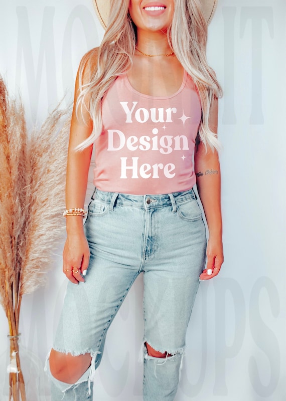 Desert Pink Tank Mockup: Next Level 1533 Racerback (Digital File)