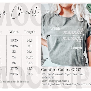 Komfortfarben 1717 Größentabelle - Komfortfarben Größentabelle - Unisex-Größentabelle - Größentabelle - Komfortfarben-Mockup