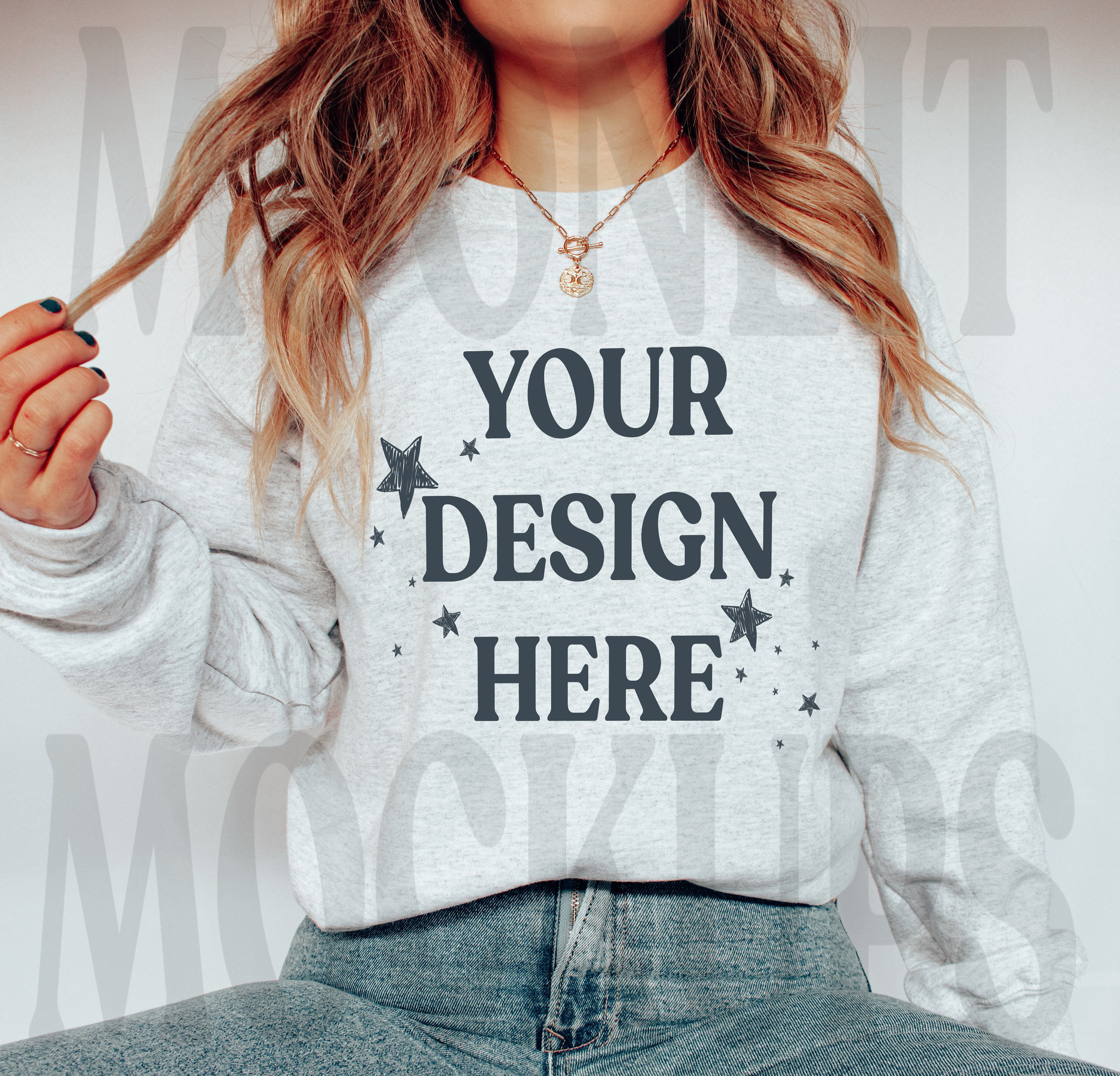 Gildan 18000 Sweatshirt Mockup Ash 