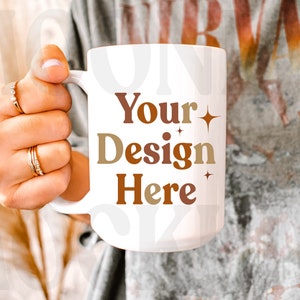 Mug Mockup - 15oz Coffee Mug Mockup - Mug Mockup - Model Mockup - Cozy Mug Mockup - Boho Mug Mockup