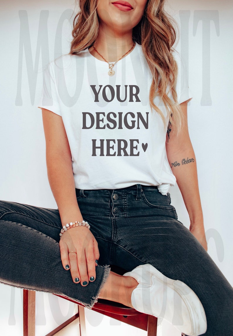 Bella & Canvas 3001 TShirt Mockup - Bella Canvas Shirt - White Shirt - Bella Canvas T-Shirt - Studio Mockup - Tee Mock - Model Shirt Mockup