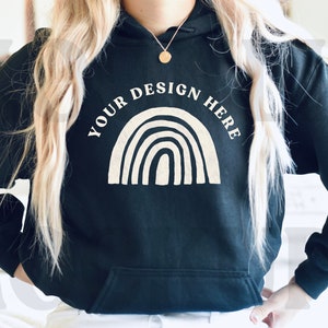 Gildan Black Hoodie Mockup - Model Mockup - G185 Mockup