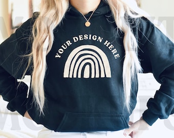 Schwarzer Hoodie Model Mockup - Gildan G185 (Digitaler Download)