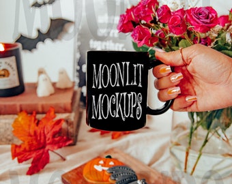 Fall Mug Mockup: Halloween Coffee Mug, Black 11oz (Digital Download)
