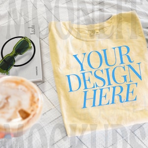 Comfort Colors 1717 Banana Shirt Flatlay Mockup - Banana Mockup - Yellow Shirt - Comfort Color Shirt Mock - Model Mock up - Oversized Mockup