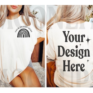 Bella & Canvas 3001 TShirt Mockup - Bella Canvas 3001 Shirt - Soft Cream Shirt Mock-up - Oversized Mockup- Front and Back Shirt Mockup