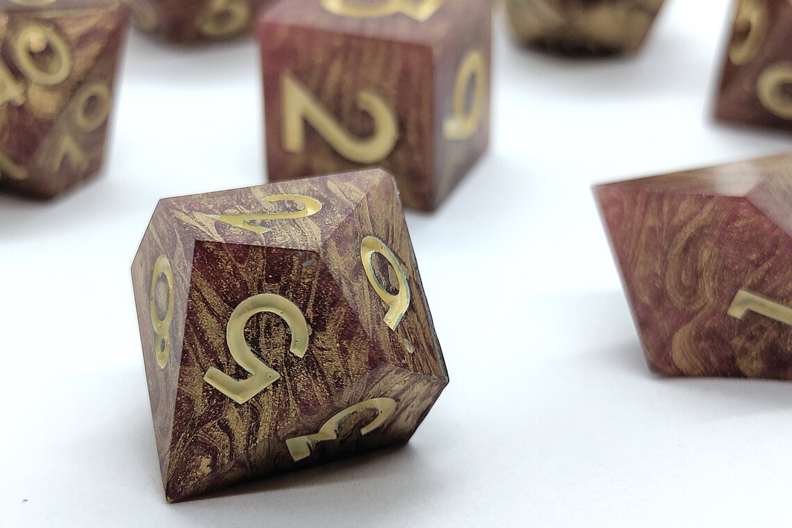 Antique 7pc Handmade Polyhedral Tabletop Dice D&D Etsy