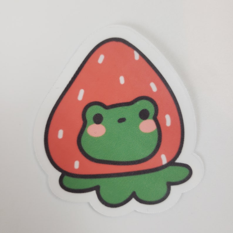 Kawaii Frogs Strawberry Waterproof Stickers Laptop Cute Animals Water ...