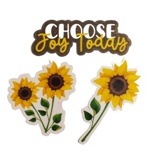 Ensemble de 3 autocollants positifs mignons imperméables en vinyle tournesol pour ordinateur portable, classeur, autocollants cités pour gobelet, bouteille d’eau