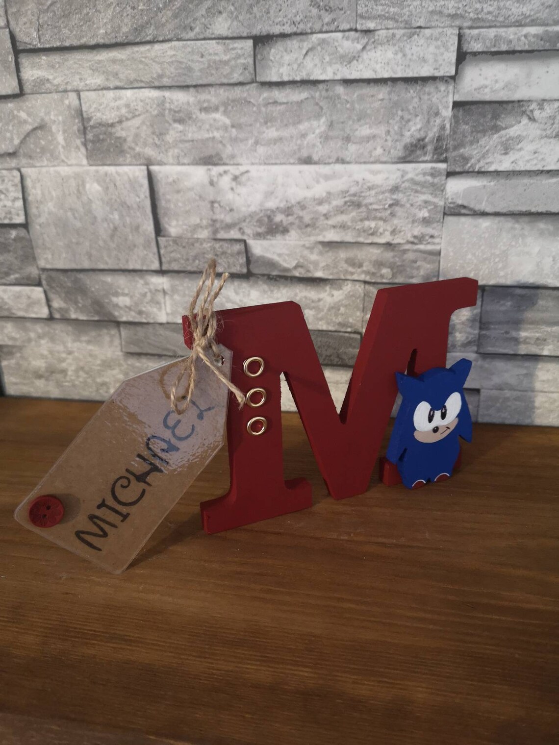 Personalised Sonic the hedgehog letter wooden gift bedroom ...