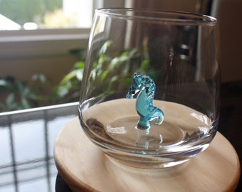 Handmade Seahorse Figurine in a Glass, Glasses with animals to form water drinking habit in children/ Water glass for kids