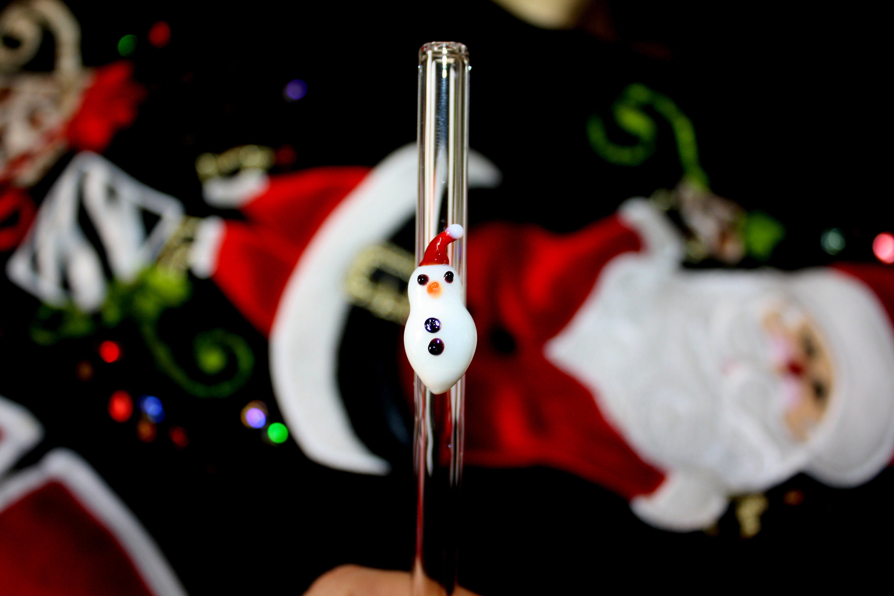 Tiny Animal Glass Straw, Snowman