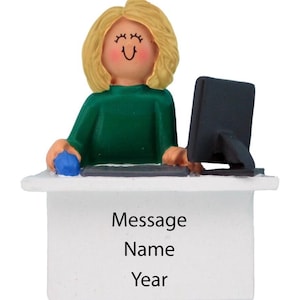 Personalized Female Computer User Ornament - Tech Lover Gift / Female Techie Christmas Ornament / Ideal Gift for Tech Enthusiasts