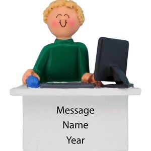 Personalized Male Computer User Ornament - Tech Lover Gift / Male Techie Christmas Ornament / Ideal Gift for Tech Enthusiasts