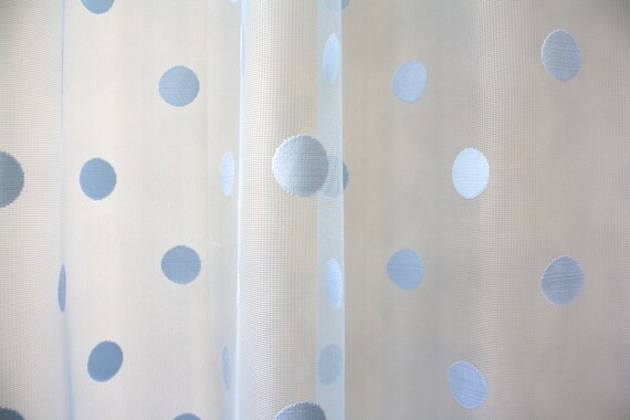 Blue Sheer Curtain Panels With Back, Blue Polka Dot Sheer Curtains