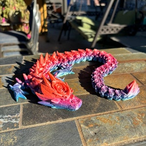 3D Printed Rose Dragon | 3D Printed Articulated Rose Dragon | 3D Printed Dragon | Rose Dragon Print | Fidget Dragon | Moving Dragon | Rose