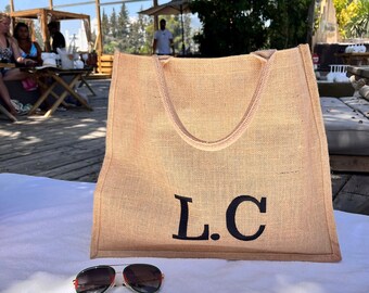 Embroidered Beach Bag, Travel Bag, Personalised canvas tote bag, Gift for her