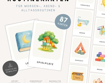 Routinekaarten voor kinderen (PDF) Dagelijkse routine voor peuters 87 routinekaarten Visueel schema Kinderen Structuur in het gezinsleven – Printbare routinekaarten