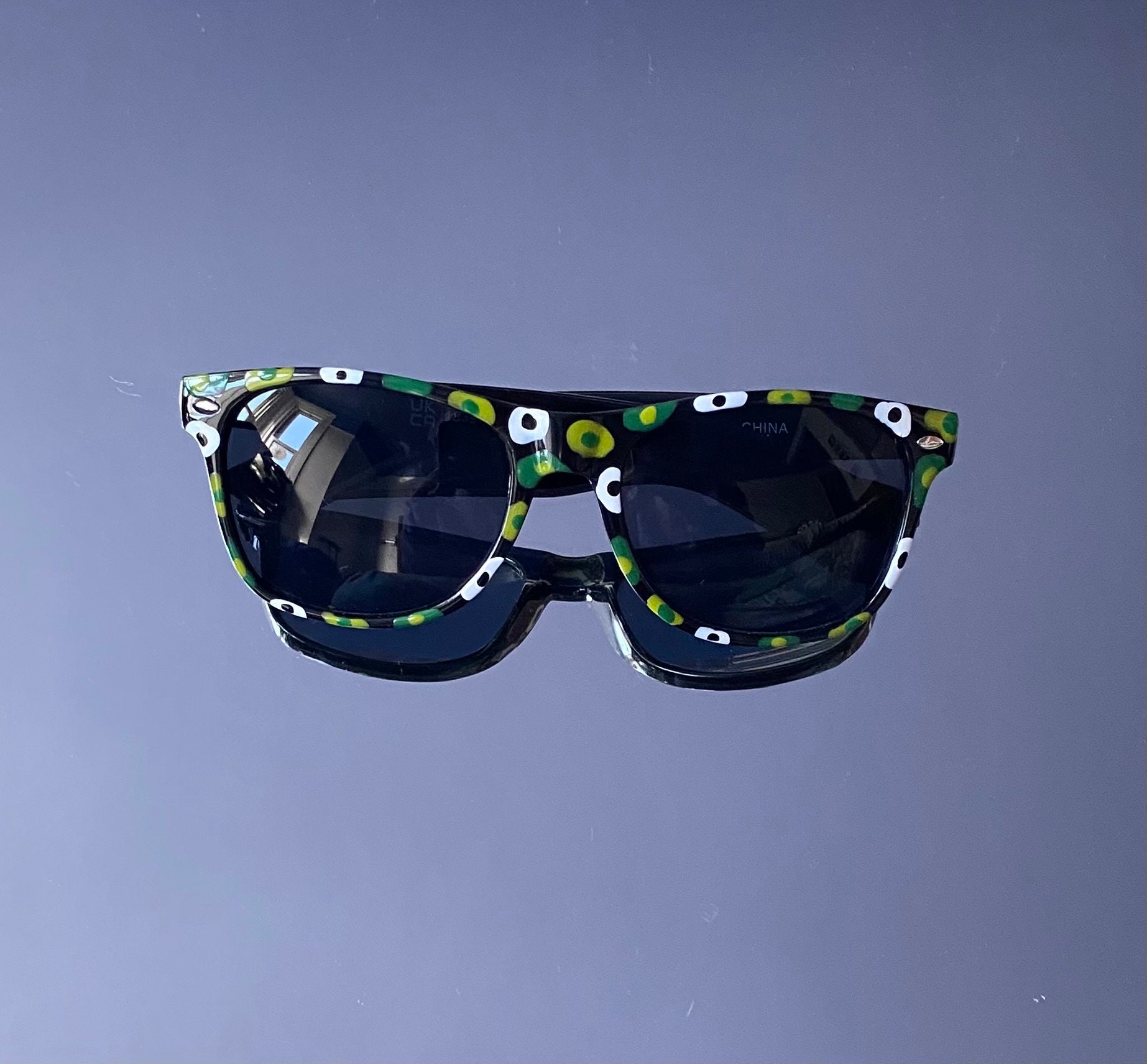 ? Hand-Painted Retro Dot Sunglasses Orange Waves Polka Dot Handpainted Vintage Sunglasses - Etsy main image 2