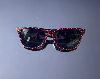 Pink and red polka dot Handpainted vintage sunglasses