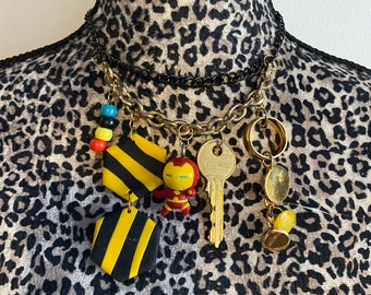 Iron man key chain trinket charm choker necklace