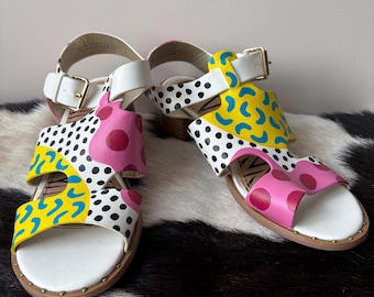 Colourful pop art Hand painted polka dot sandals