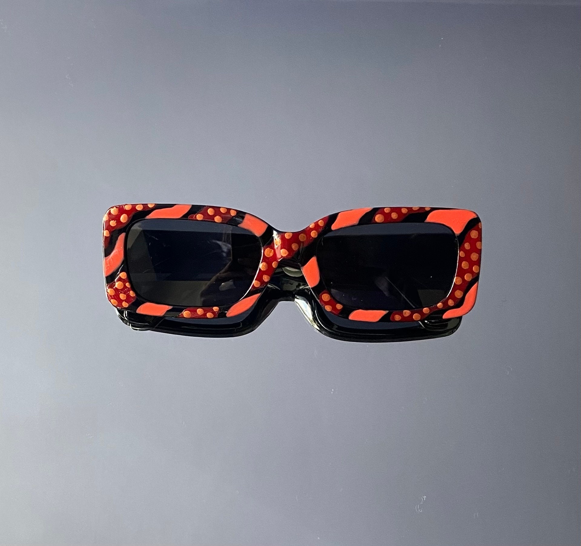 ? Hand-Painted Retro Dot Sunglasses Orange Waves Polka Dot Handpainted Vintage Sunglasses - Etsy main image 3