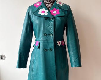 Flower power floral hand painted vintage jacket