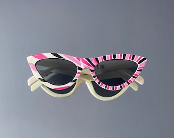 Pink black ans white Handpainted vintage sunglasses