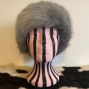 Handmade grey luxe faux fur Russian hat