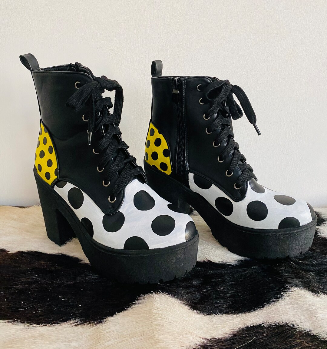 Brown And Black Polka Dot Women's Boots