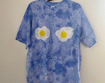 Fried egg hand painted tie dye t-shirt
