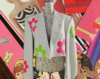 Business barbie flower power rhinestone blazer