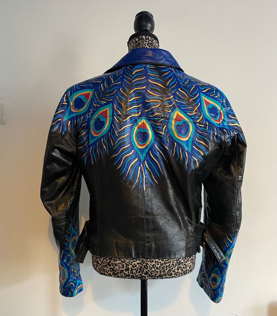 Leather jacket with feathers discount