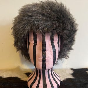 Handmade grey luxe faux fur Russian hat
