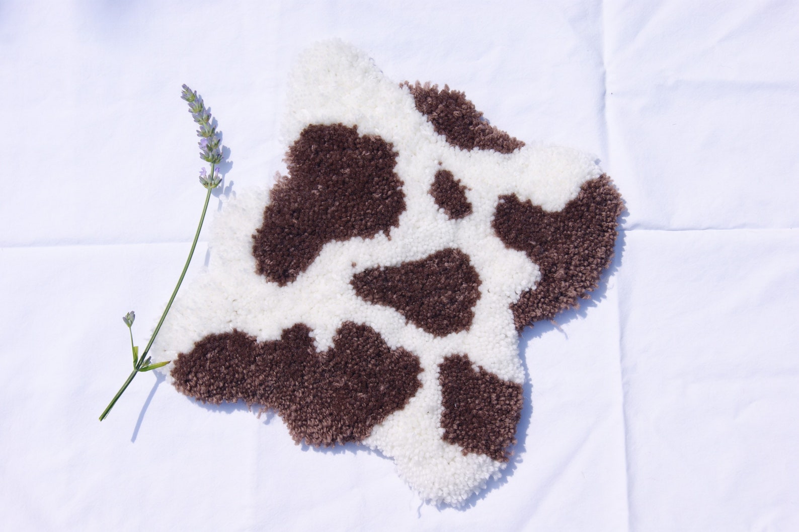 Small brown cow print rug / wall hanging Etsy