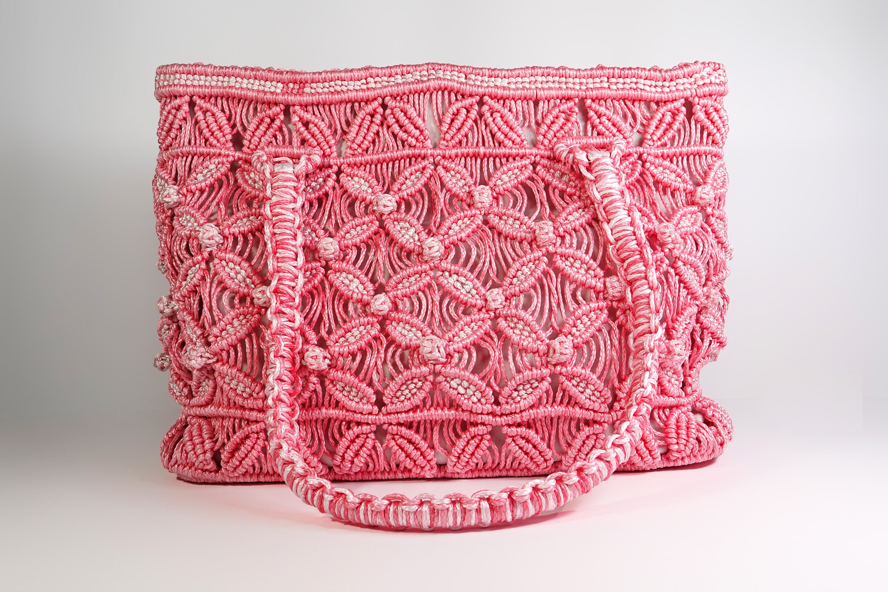 Handmade Pink Bag Macrame Purse Macramé Bag Macrame Etsy