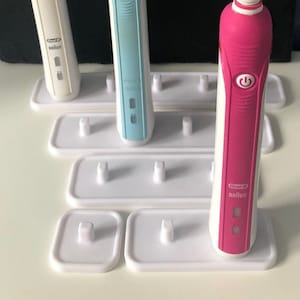 Electric toothbrush stand/holder for 5, 4, 3, 2, 1 Braun Oral B electric toothbrushes white, black, grey, marble effect, pink and light blue