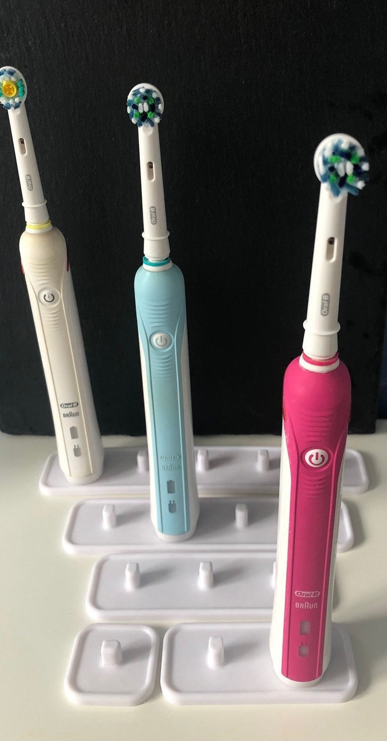 Elektrozahnbürstenständer für 5, 4, 3, 2, 1 Braun Oral B Elektrozahnbürsten weiß, schwarz, grau, Marmoreffekt, rosa und hellblau Weiß