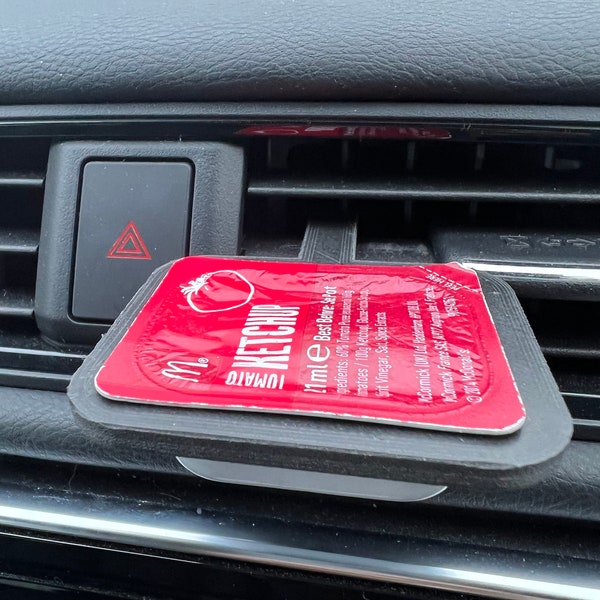 Air vent sauce dip holder - suitable for McDonald's dips - use with heater on Nylon Carbon Fibre 3D printed - great stocking filler