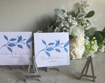 Set of five wedding place card silver coloured mini easels