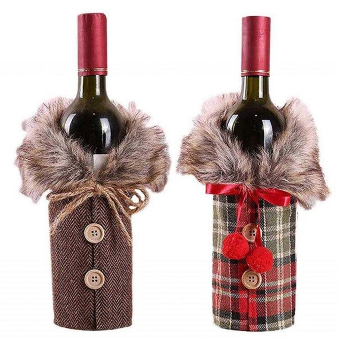 Tweed or Tartan With Fur Collar Wine Bottle Jackets Bottle Etsy UK